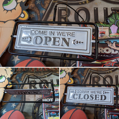 アメリカンダイナーサインボード 置き看板 OPEN&CLOSED ルート66 アメリカンダイナーサインボード 置き看板 OPEN&CLOSED ルート66