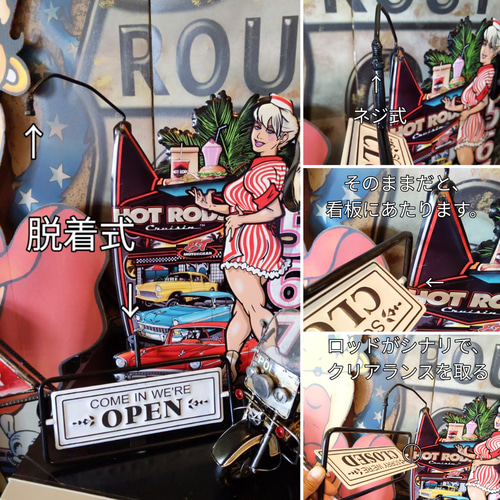 アメリカンダイナーサインボード 置き看板 OPEN&CLOSED ルート66 アメリカンダイナーサインボード 置き看板 OPEN&CLOSED ルート66
