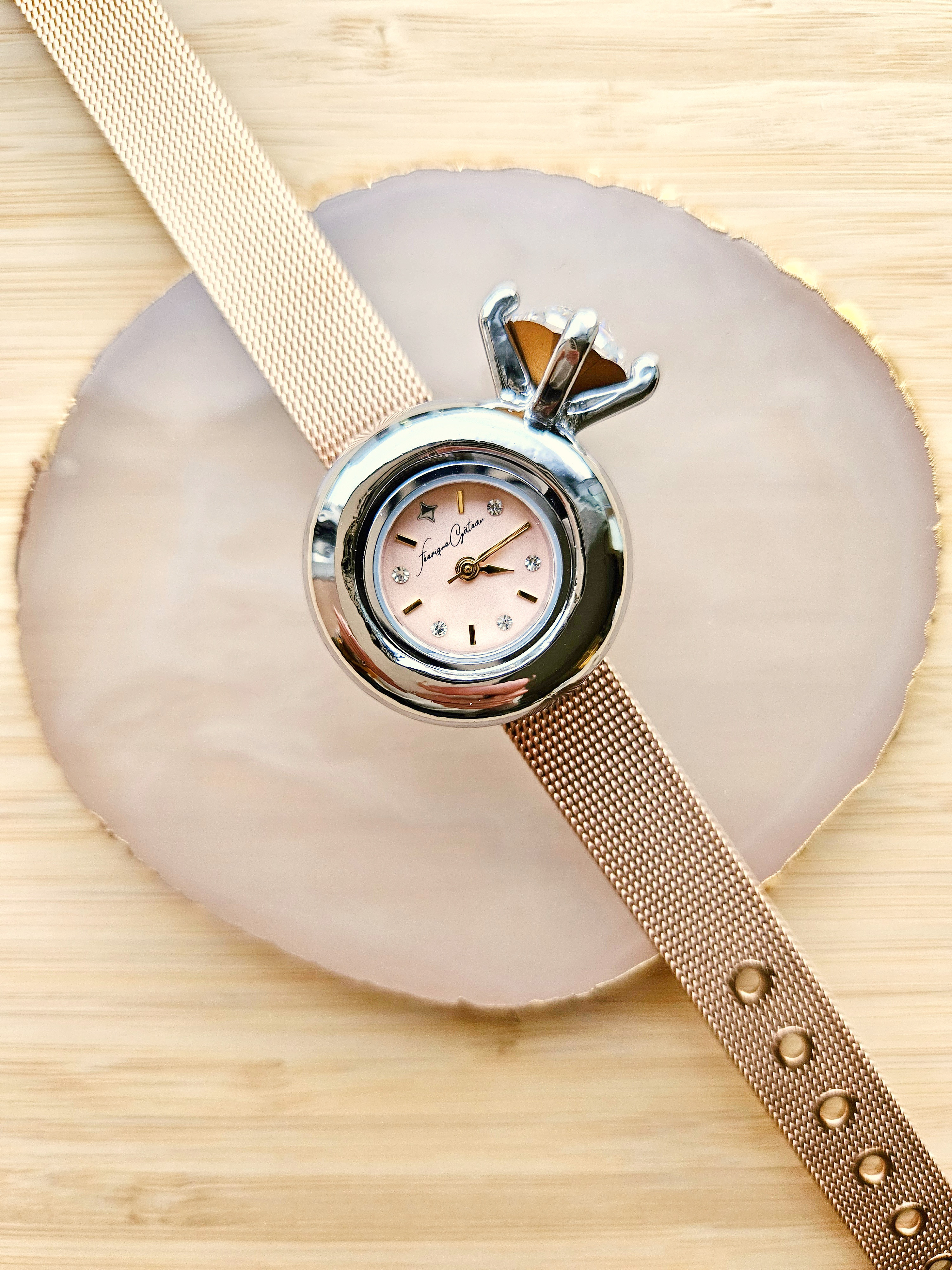 メタルベゼルウォッチセット（リング　シルバー×クリア）