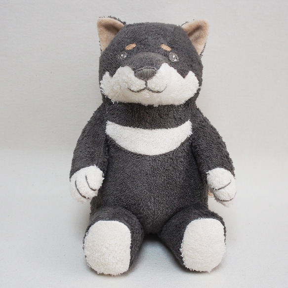 オーガニックコットン草木染め柴犬のぬいぐるみ【黒柴】Lサイズ