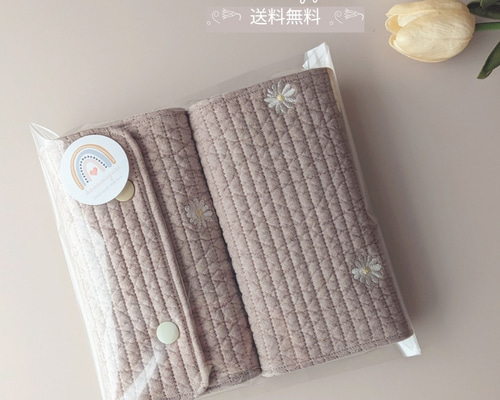 ヌビ生地マーガレットの刺繍のよだれカバー サッキングパッド 抱っこ紐 