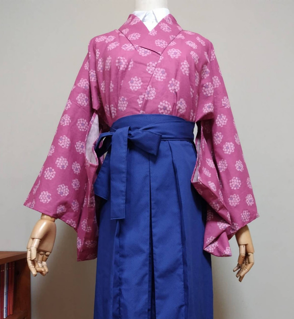 京みやび 花柄ピンク着物 刺繍付き袴 120〜130目安 キッズ服
