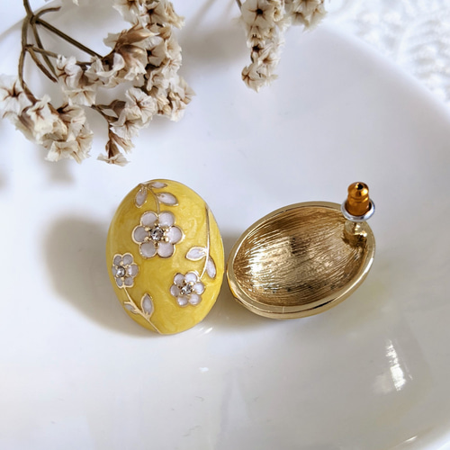 【未使用品】Grosse オーバル ピアス フラワー オーガンジーフラワー｜セットピアス｜フラワーリングオンライン