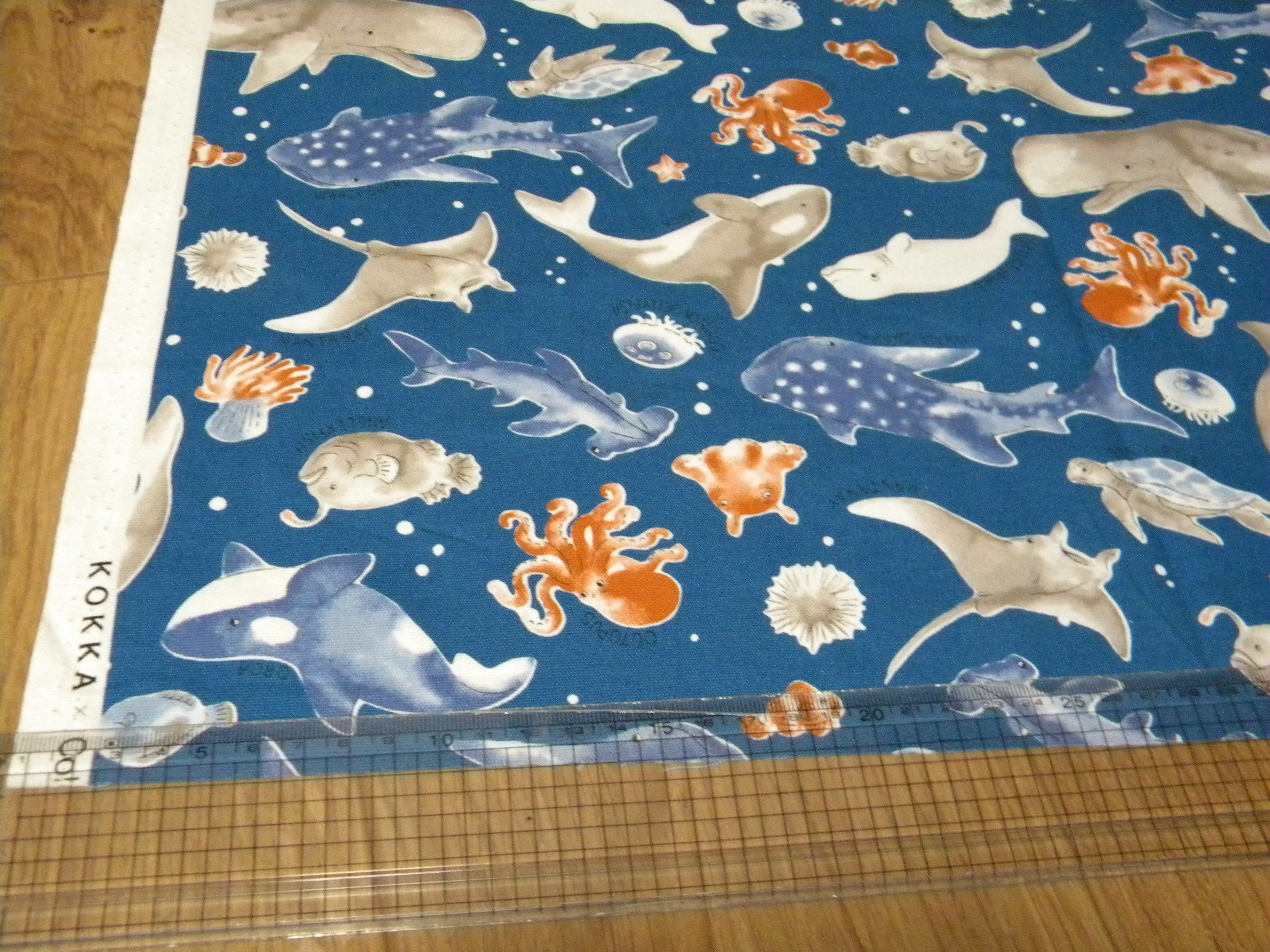 海洋生物柄　オックス生地　オーダーご相談専用ページ 海の生き物柄生地（オックス）50cm×50cm 生地 natuko@(ssym)a 通販