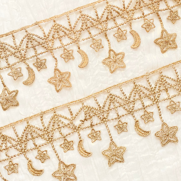 1m】ゴールドケミカルレース・星② レース WISTARIA LACE 通販