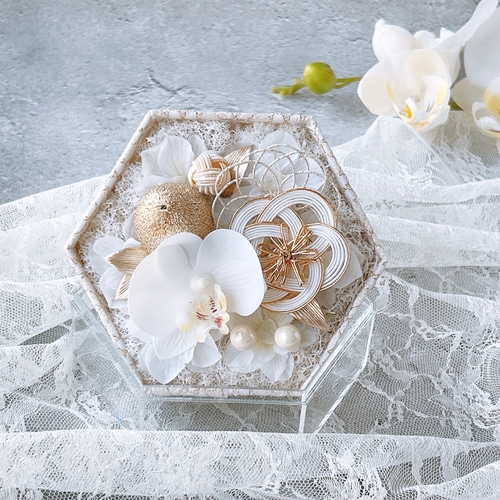 永遠に凛と美しく】リングピロー『ホワイト』/和風 ウェディング 結婚