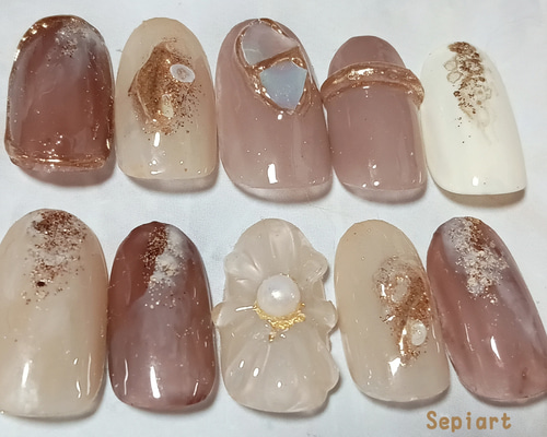 brown ニュアンス ネイルチップ 6b1b32f431e83b4699121c04367274