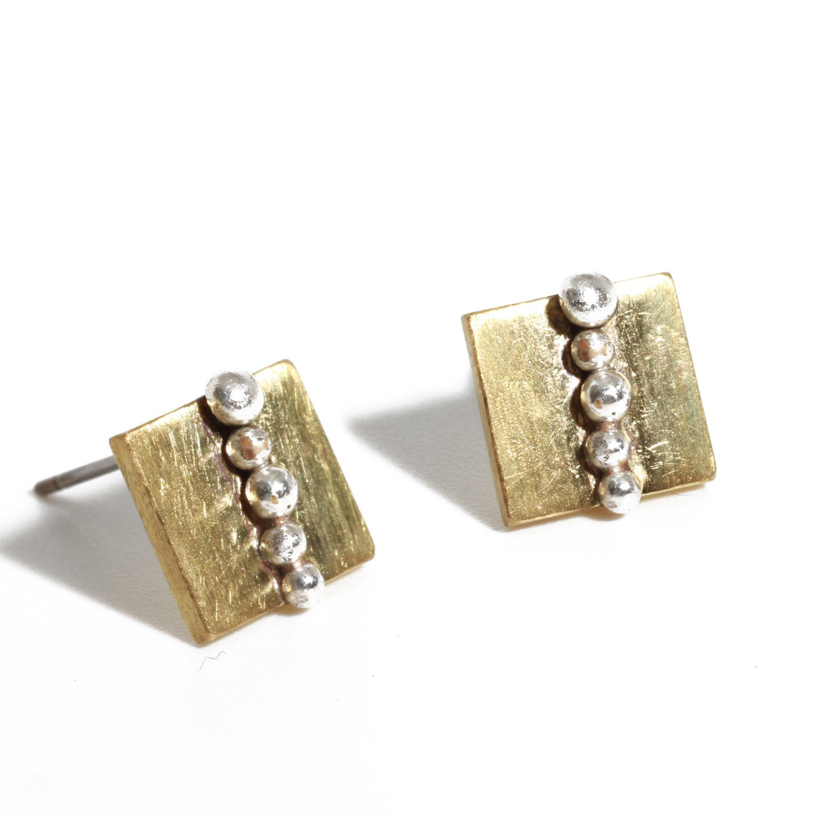 silver button pierce　真鍮　ペア