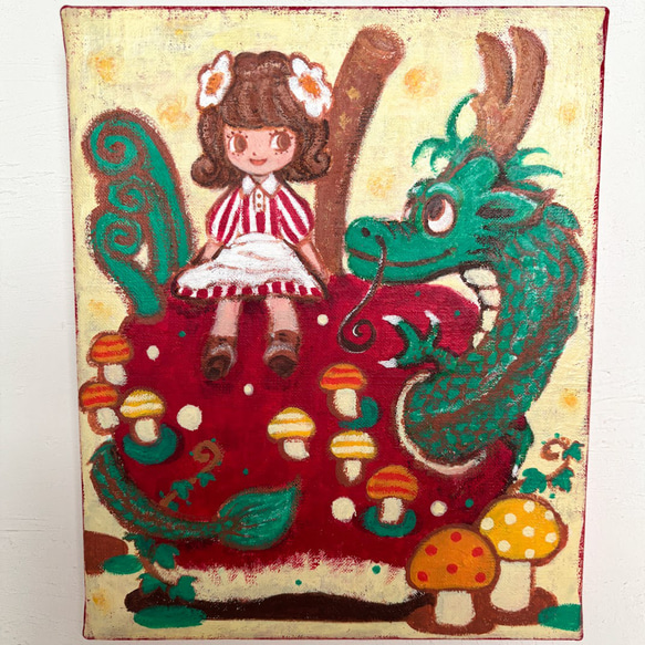 原画 油絵 水玉りんごIII リンゴのアート 抽象画 F4号