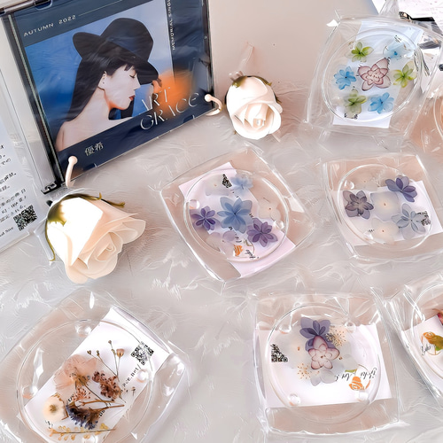 再販】ハーバリウムコースター（紫陽花・てまりてまり）➁ ハー