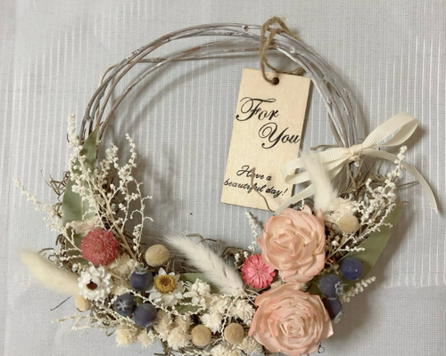 プリザーブド＆ドライフラワーリース♡春の陽を浴びて 0fb84dc85d16c12d3b70229059578d