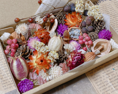 たっぷり お花と木の実の詰め合わせ① ドライフラワー 花材