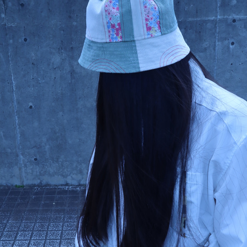 花柄切り替えリバーシブルバケットハット 0009GR meikeiin