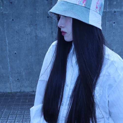 花柄リバーシブルバケットハット 0009GR meikeiin ハンドメイド
