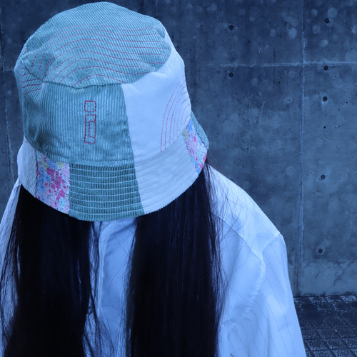 花柄切り替えリバーシブルバケットハット 0009GR meikeiin