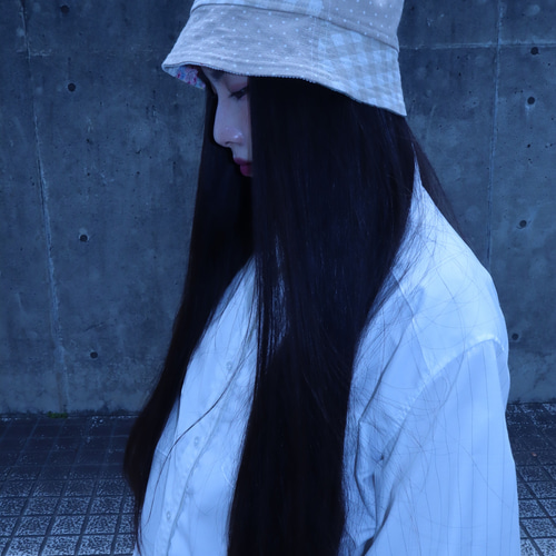 花柄切り替えリバーシブルバケットハット 0009GR meikeiin