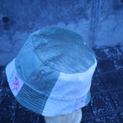 花柄リバーシブルバケットハット 0009GR meikeiin ハンドメイド 花柄リバーシブルバケットハット 0009GR meikeiin ハンドメイド
