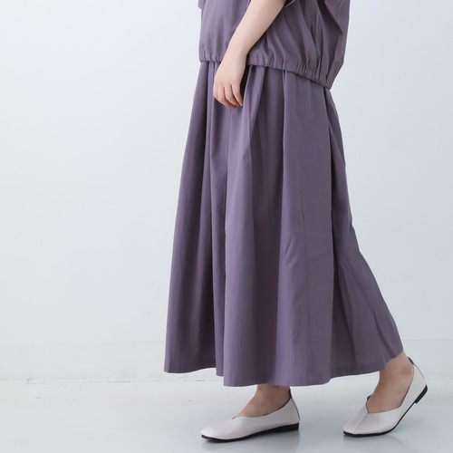 シルクタロン加工ブロードのギャザースカート 丈オーダー可 ライラック  