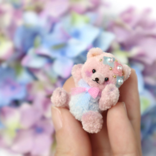 3.5cm ミニミニクマちゃん (ピンク) （モールアニマル 幸せのピンクの 