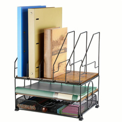 引き出し付き3段デスクオーガナイザー 5つの縦型ファイル棚付き デスクトップ a-552 7枚目の画像