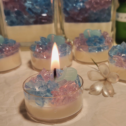 Ӫ【紫陽花ゼリー風キャンドル】ティーライト3個セット キャンドル