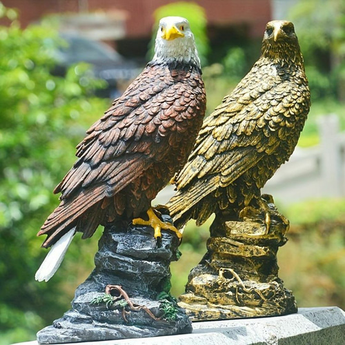 【楽天最安値に挑戦】 ハクトウワシ鳥像 鷲の置物 2色展開 ガーデンレジン アウトドア その他
