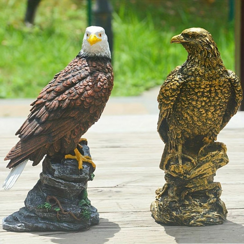 鷲の置物 ハクトウワシ鳥像 2色展開 アウトドア ガーデンレジン