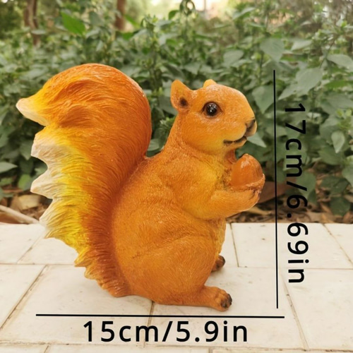 リス 置物 2個セット リスの彫刻 樹脂 装飾品 庭の彫像 ガーデン a