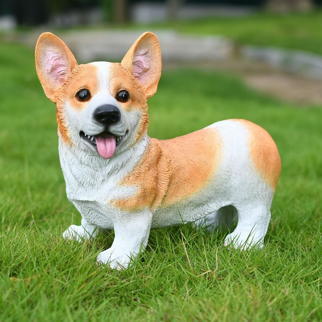 コーギーの置物 子犬の置物 3色展開 イエロー ブラウン ブラック 家 