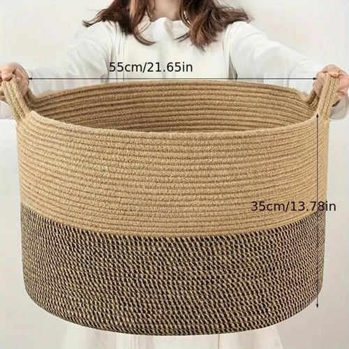 大きなロープ編みバスケット 洗濯かご 3カラー 35×55cm 収納 a-582