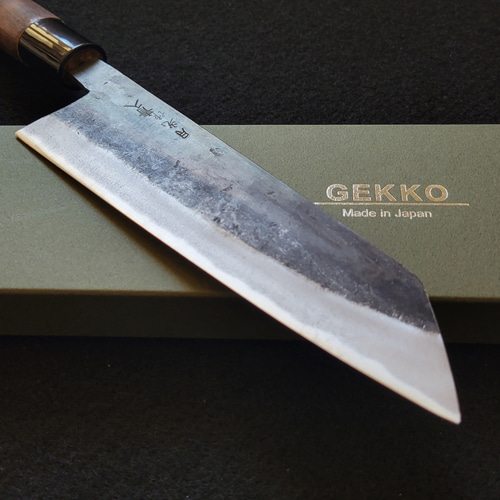 青紙2号 クラッド 黒打 万能包丁 180㎜ G1647 焼栗柄 月光作