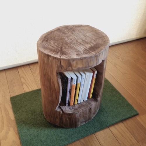 国産ナチュラルウッド 東濃ひのきくり抜きスツール・テーブル・荒削り  