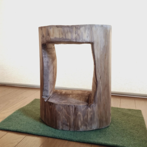 国産ナチュラルウッド 東濃ひのきくり抜きスツール・テーブル・荒削り  