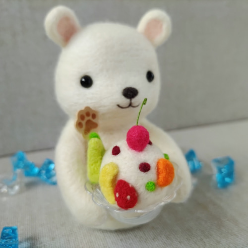 junpemiページ♡アイス気球- ̗̀ ☺︎ ̖́-チョコミント♡羊毛フェルト 羊毛フェルト ゴマちゃん チョコミントアイスb - メルカリ