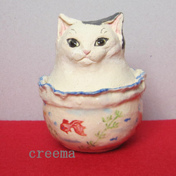 招き猫　新品　陶器　置物 青海波模様 招き猫 新品 陶器 置物 青海波模様