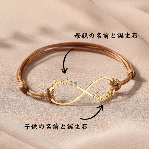 オーダーメイド】名入れ 家族 誕生石 ブレスレット・母の日・誕生日