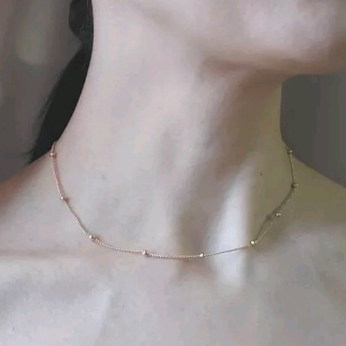 20％OFF】#32 ビーズチェーンネックレス シルバー｜S925 金属