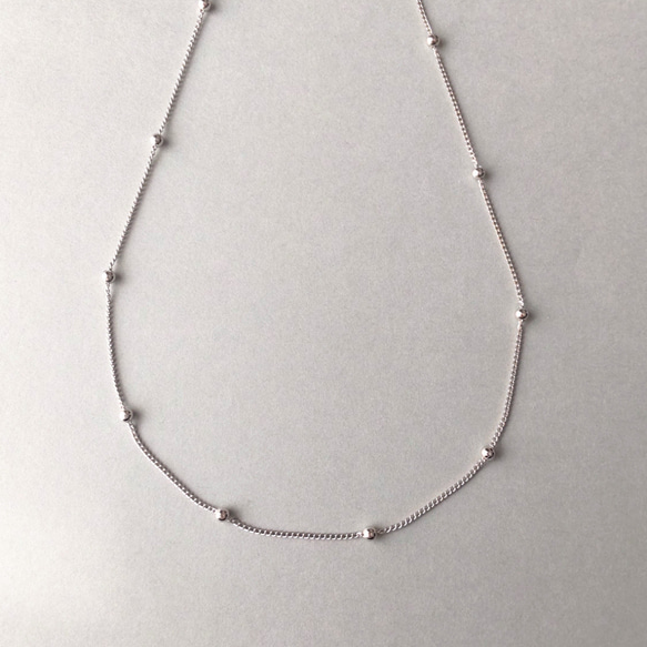 20％OFF】#32 ビーズチェーンネックレス シルバー｜S925 金属