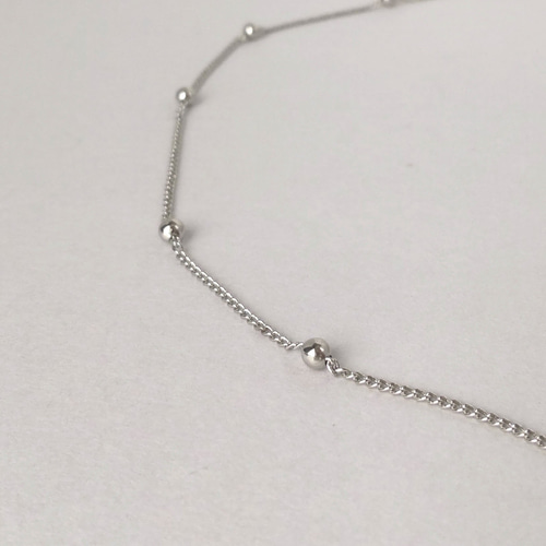 20％OFF】#32 ビーズチェーンネックレス シルバー｜S925 金属