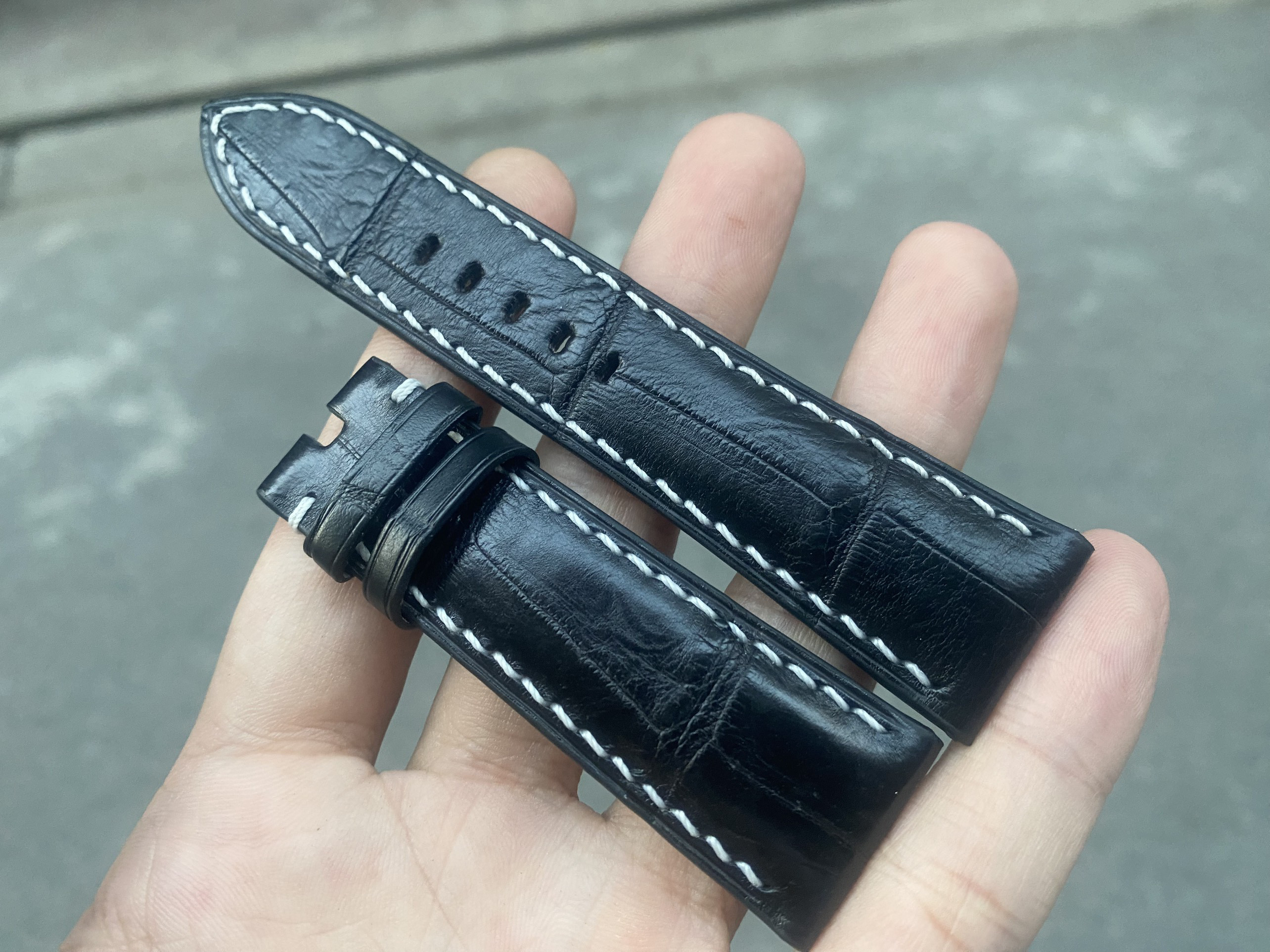 ブライトリング時計用のハンドメイド フレンチ クロコダイル レザー ストラップ モデル