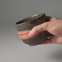 ブロンズ釉窯変釉紅帯焼酎グラス【２個セット】 3枚目の画像