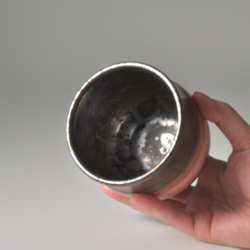 ブロンズ釉窯変釉紅帯焼酎グラス【２個セット】 4枚目の画像