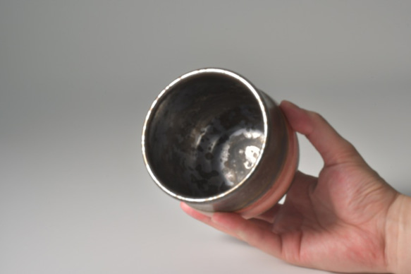 ブロンズ釉窯変釉紅帯焼酎グラス【２個セット】 4枚目の画像