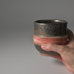 ブロンズ釉窯変釉紅帯焼酎グラス【２個セット】 9枚目の画像