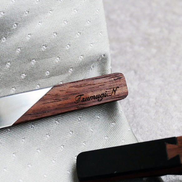 「Kana」名入れのできるウッドアクリルのネクタイピン 8枚目の画像