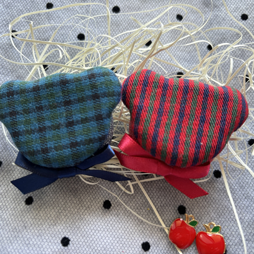 ファミリア風チェック クマちゃんマグネット2個セット