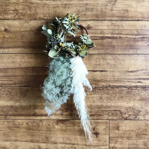 特価】スモークツリー ミモザ リース 15cm ＊ シャビー＆ナチュラル