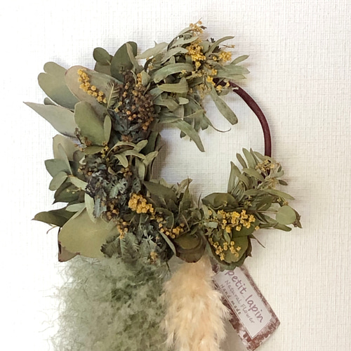 特価】スモークツリー ミモザ リース 15cm ＊ シャビー＆ナチュラル