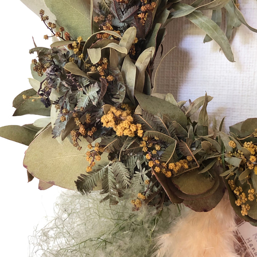 特価】スモークツリー ミモザ リース 15cm ＊ シャビー＆ナチュラル