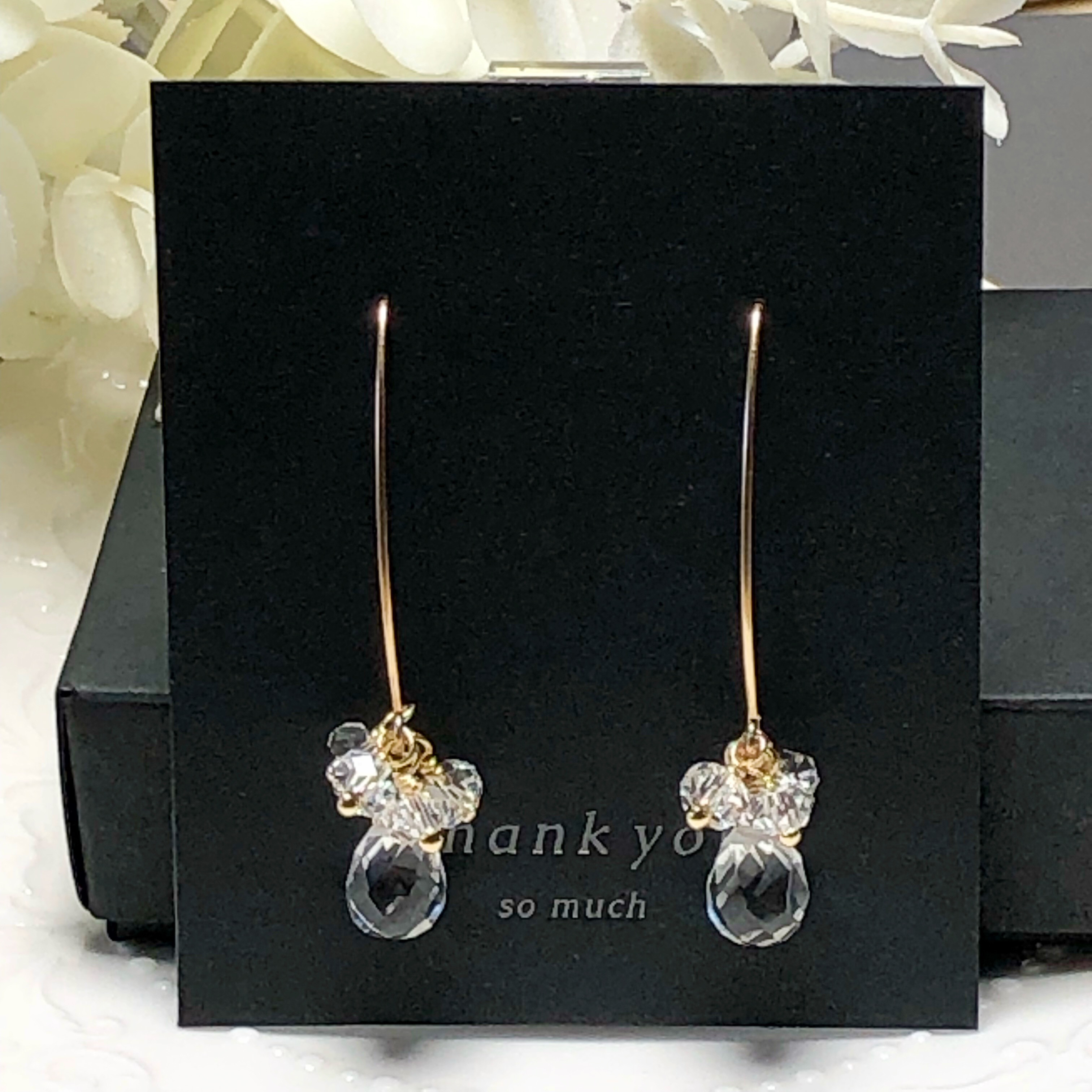 《  14kgfピアス》宝石質クリスタルマーキスピアス